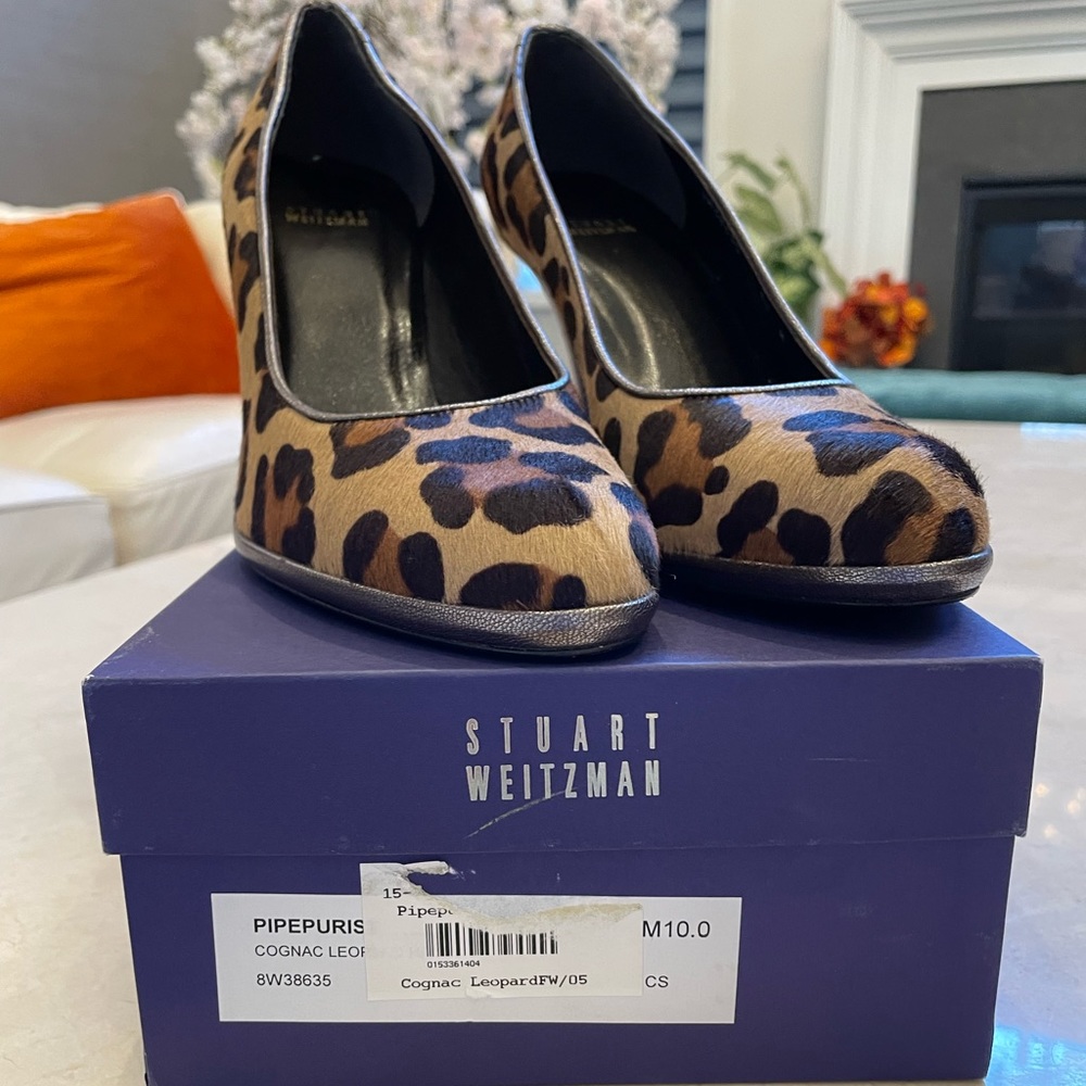 Stuart Weitzman Pipepurist hair-calf leopard pumps Size 10. Worn once!!!